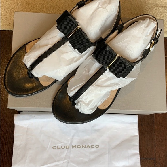 Club Monaco Nuria Leather T-strap Sandal - Picture 8 of 11